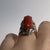 Coral Cabochon Bespoke Ornate Ring 18k 18ct White Gold - Size J