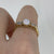 Opal & Baguette Cubic Zirconia Ring 9ct 9K Yellow Gold - Size Q