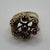 Garnet Daisy Flower Ornate Baroque Cluster Ring 9ct 9k Yellow Gold - Size N