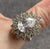 Ornate CZ Pear Halo Cluster Ring 9ct 9k Yellow Gold - Size U