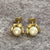 Diamond & Pearl Ornate Stud Earrings 9ct 9k Yellow Gold