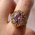 Amethyst Ornate Cocktail Ring 9ct Yellow Gold - Size R