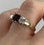 Garnet & CZ Trilogy Square Cut Ring 9ct 9k Yellow Gold  - Size L 1/2