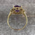 Amethyst Ornate Checker Cut Heart Trim Ring 9ct 9k Yellow Gold - Size T