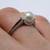 Retro Pearl Split Shoulder Tension Set Ring 9ct 9k White Gold  - Size O