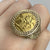 St George 1/2 Sovereign Coin Ring Bark Finishing 22ct 22k Yellow Gold  - Size U