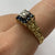 Sapphire & Diamond Retro Square Textured Ring 18ct 18k Yellow Gold  - Size O 1/2