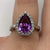 Pear Cut Amethyst & Diamond .35ct Halo & Peekaboo Ring Platinum 950 - Size J