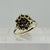 Sapphire & Diamond Ornate Daisy Flower Cluster Ring 9ct 9k Yellow Gold - Size Q