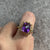 Amethyst Ornate Checker Cut Heart Trim Ring 9ct 9k Yellow Gold - Size T