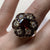 Garnet & White Topaz Ornate Cluster Flower Ring 9ct 9k Yellow Gold - Size L