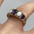 Victorian Ornate Opal & Amethyst Filigree Ring 9ct 9k Yellow Gold  - Size L