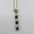 Sapphire & Diamond Drop Pendant Curb Chain Necklace 9ct 9k Yellow Gold - 18"