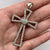 Cross With Heart & CZ Iced Large Pendant 9ct 9k White Gold