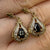 Onyx & Diamond Pear Drop Stud Earrings 9ct 9k Yellow Gold