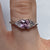 Pink & White CZ Square Triangle Trilogy Ring 9ct 9k White Gold  - Size N 1/2