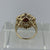 Garnet & White Topaz Ornate Cluster Flower Ring 9ct 9k Yellow Gold - Size L