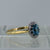 Antique Blue Zircon & Diamond Platinum Set Ring 18ct 18k Yellow Gold - Size O