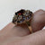 Garnet & White Topaz Ornate Cluster Flower Ring 9ct 9k Yellow Gold - Size L