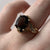 Smoky Quartz & Diamond Twist Shoulder Ring 9ct 9K Yellow Gold - Size J