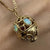 Opal & Garnet Filigree Cage Ball Pendant 9ct 9k Yellow Gold