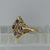 Purple CZ Ornate Four Stone Ring 9ct 9k Yellow Gold  - Size Q