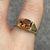 Retro Madeira Citrine East West Set Ring 9ct 9k Yellow Gold  - Size P