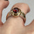 Garnet Solitaire Cabochon Bezel Set Two Tone Ring 9ct 9k Yellow Gold - Size N