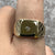 Diamond Square Hatched Shoulder Square Signet Ring 9ct 9k Yellow Gold - Size T