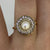 Pearl & White Topaz Ornate Flower Ring 18ct 18k Yellow Gold - Size L 1/2