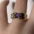 Amethyst Solitaire Flush Crossover Twist Ring 9ct 9k Yellow Gold - Size L 1/2