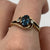 Teal Blue Topaz & CZ Twist Swirl Ring 9ct 9k Yellow Gold - Size R