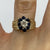 Diamond & Sapphire Floral Cluster Textured Ring 9ct 9k Yellow Gold - Size K