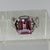 Pink Topaz Emerald-Cut Solitaire Ornate Ring 9ct White Gold - Size N 1/2