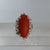 Coral Cabochon Bespoke Ornate Ring 18k 18ct White Gold - Size J