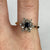 Diamond & Sapphire Daisy Flower Cluster Ring 9ct 9k Yellow Gold  - Size T